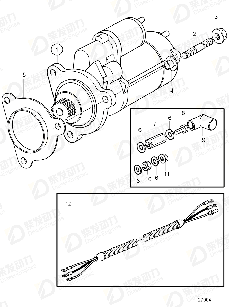 VOLVO Starter motor, exch 3801288 Drawing